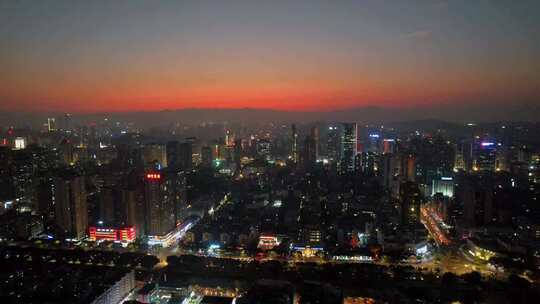 航拍福州城市夜景风光