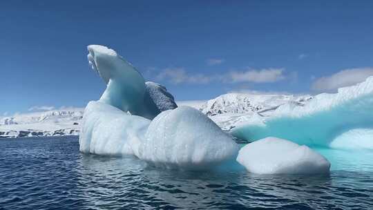 特写阳光下北极冰川风景