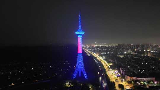 四川德阳之星德阳电视塔夜景航拍