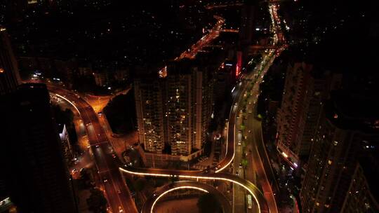 航拍贵州贵阳城市夜景灯光