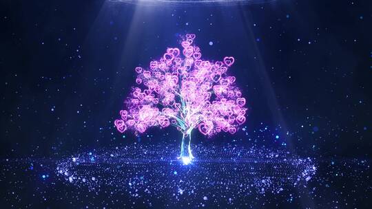 led水晶心树梦幻动态背景粒子视频素材模板下载