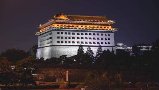 北京城东南角楼 东便门 城墙 古建筑 夜景