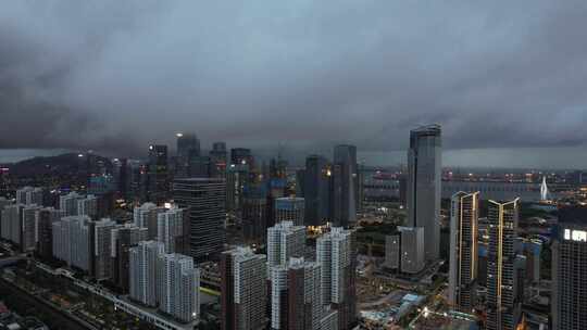 暴风雨下的深圳前海自贸区视频素材模板下载