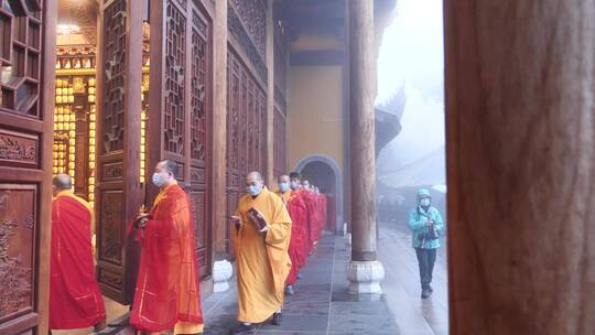 安徽九华山祗园禅寺雾景视频素材