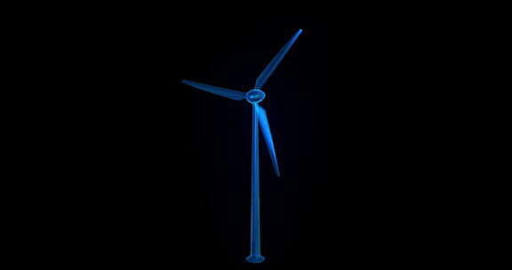 3D全息投影风力发电，发电厂，风车动画素材