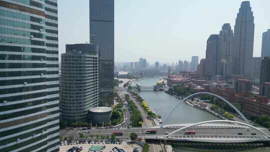 航拍天津大沽桥视频素材模板下载