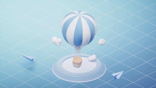 旅行主题三维的热气球