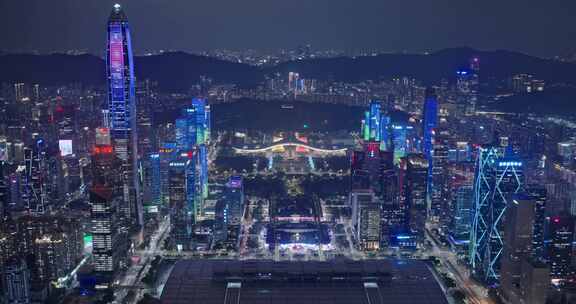 4K宣传片深圳福田悟3夜景航拍素材