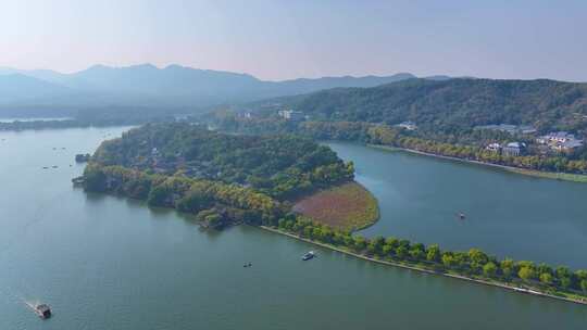 浙江杭州西湖景区孤山公园宝石山保俶塔航拍