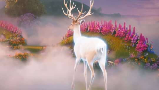梦幻场景中的白鹿