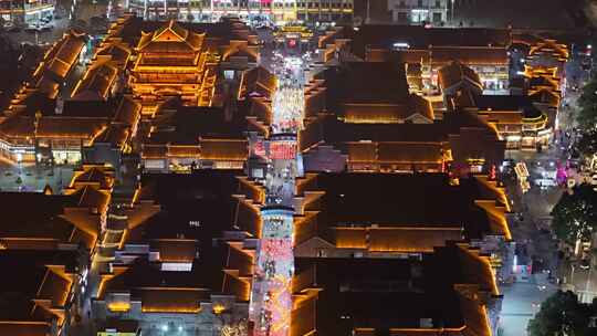 江西樟树三皇宫景区夜景灯光航拍