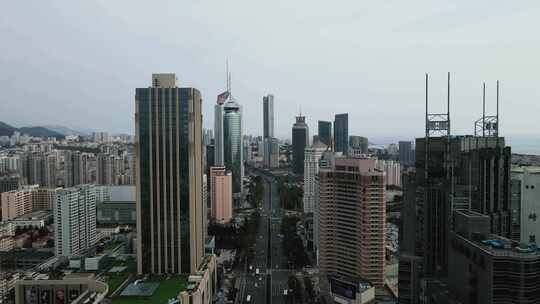 航拍山东青岛城市高楼建筑视频素材模板下载