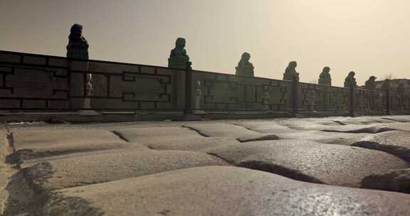 北京卢沟桥石狮子与石碑