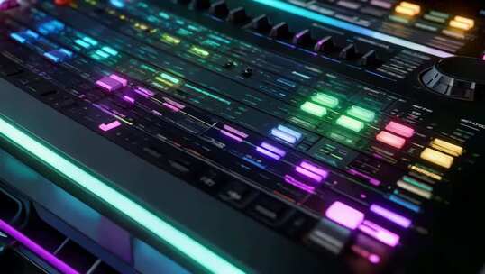 彩色灯光音乐合成器特写