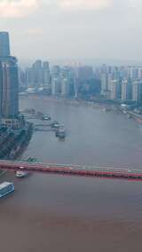 重庆长江桥梁及城市建筑俯瞰高清在线视频素材下载