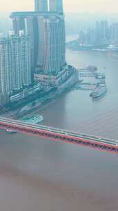 重庆长江桥梁及城市建筑俯瞰