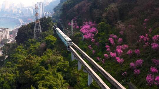 重庆开往春天的列车拍航拍素材1视频素材模板下载