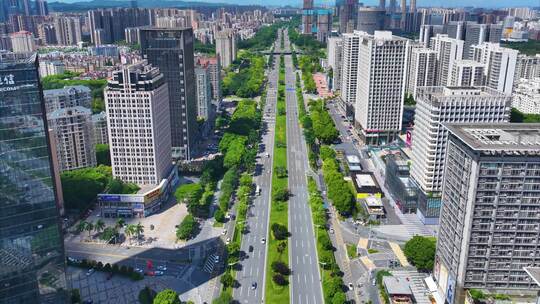 广东省东莞市东莞大道航拍延时车流城市风景