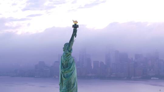 航拍纽约自由女神像视频素材模板下载