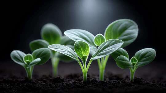 破土幼苗在光照下茁壮成长