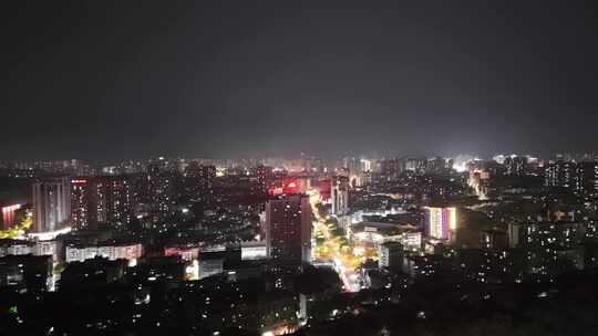 航拍四川自贡夜景自贡城市风光