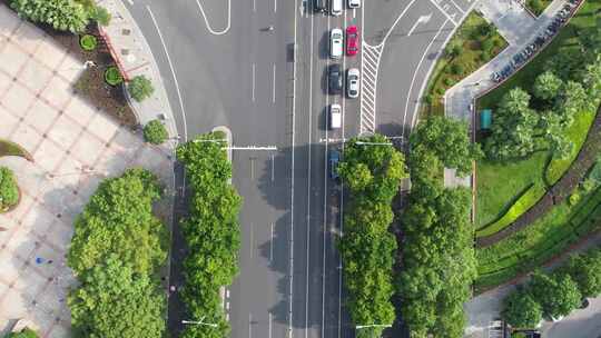 衡阳市衡成广场十字路口道路交通航拍视角