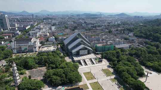 浙江绍兴城市广场航拍