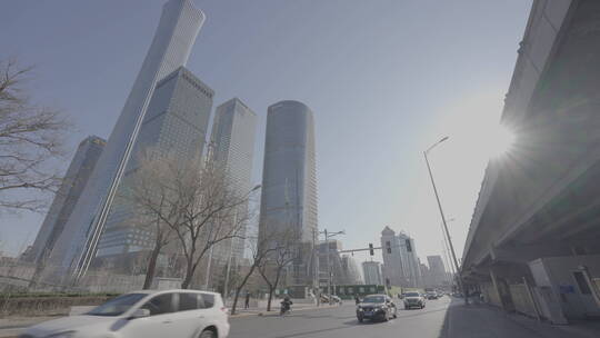 北京国贸车流 城市交通视频素材模板下载