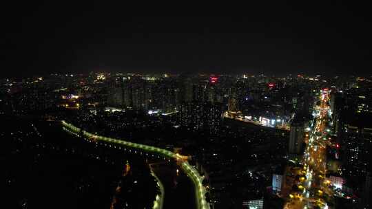 安徽合肥城市万家灯火夜景航拍