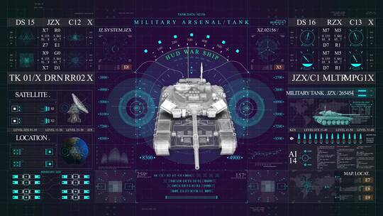 坦克战争军事化智能科技屏幕操作系统HUD