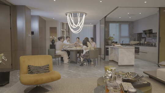 楼盘 家庭 幸福生活 幸福一家人  吃早餐