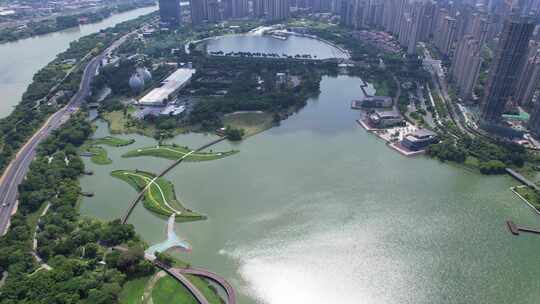 福建漳州碧湖生态公园航拍视频素材模板下载