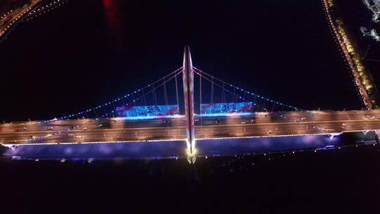 4K广州琶洲大桥夜景航拍