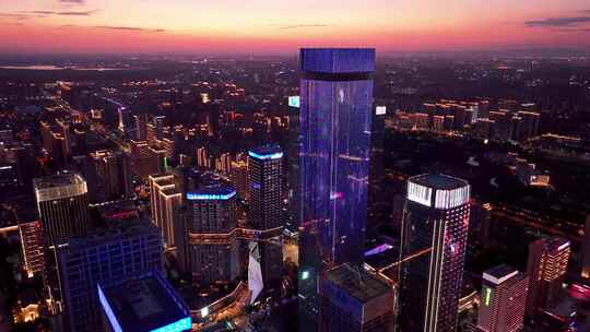 航拍西安高新区都市之门夜景视频素材模板下载