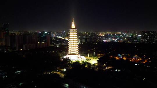 江苏常州城市夜景航拍