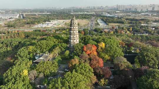 苏州园林旅游地标虎丘秋韵（航拍运镜素材）