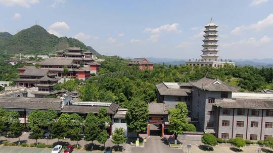 航拍贵阳著名旅游景点大兴国寺