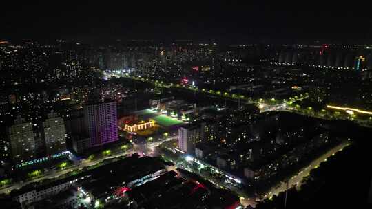 河南许昌城市夜景灯光航拍