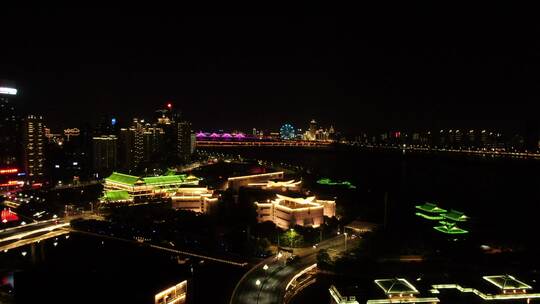 航拍江西南昌滕王阁景区夜景