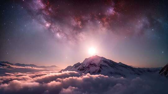 雪山云海星空全景