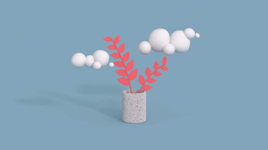 可爱的卡通植物。3D渲染动画