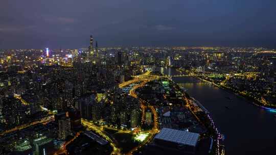 上海_鲁班路立交桥_城市建筑群_夜景航拍视频素材模板下载