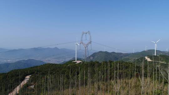 环保电力设施风力发电风车航拍视频素材模板下载