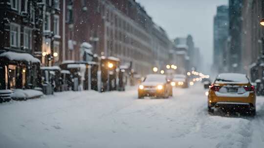 浪漫唯美城市 雪天 风雪视频素材模板下载