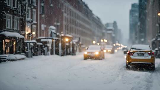 浪漫唯美城市 雪天 风雪