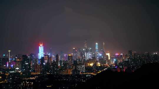 广州夜景延时日转夜天河区全景城市建筑灯光