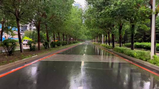 雨后小路开车 下雨天行车 路滑小心驾驶