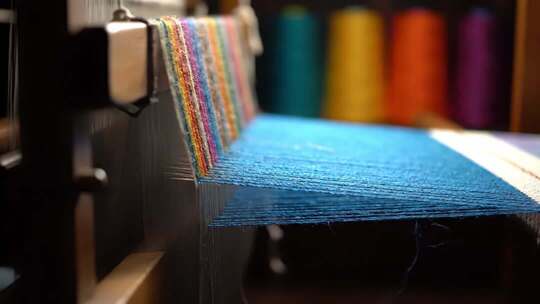 织布机纺织多彩布料
