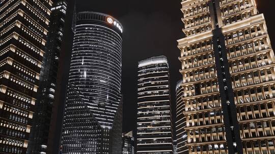 中国银行大厦夜景延时航拍
