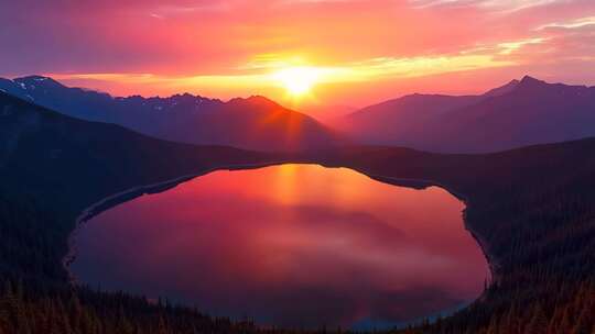 长白山天池夕阳彩霞4K